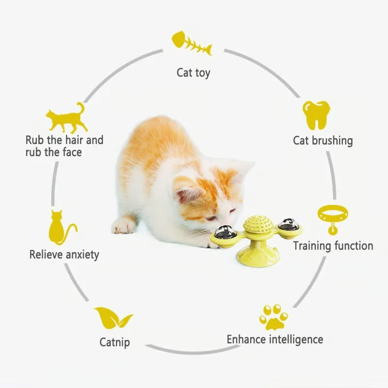 Interactive Windmill Cat Toys with Catnip