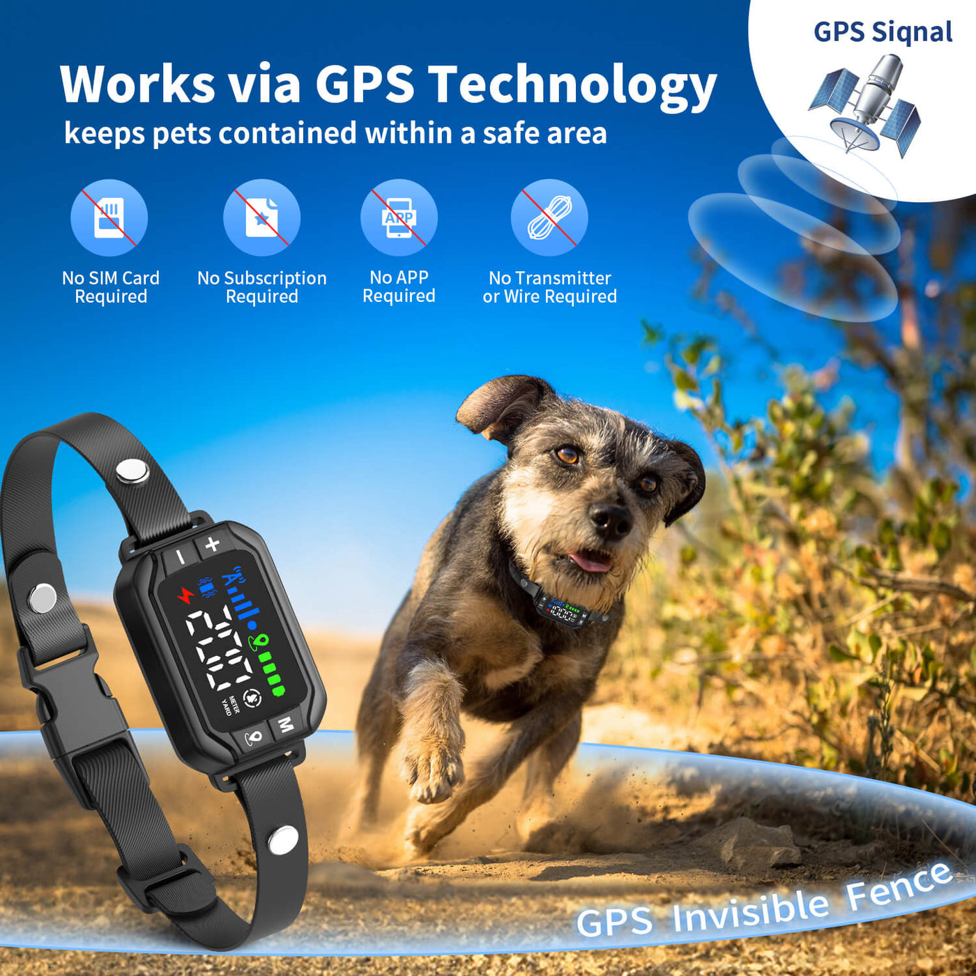 Masbrill 2 in 1 GPS Wireless Dog Fence & Remote Training Collar-G725