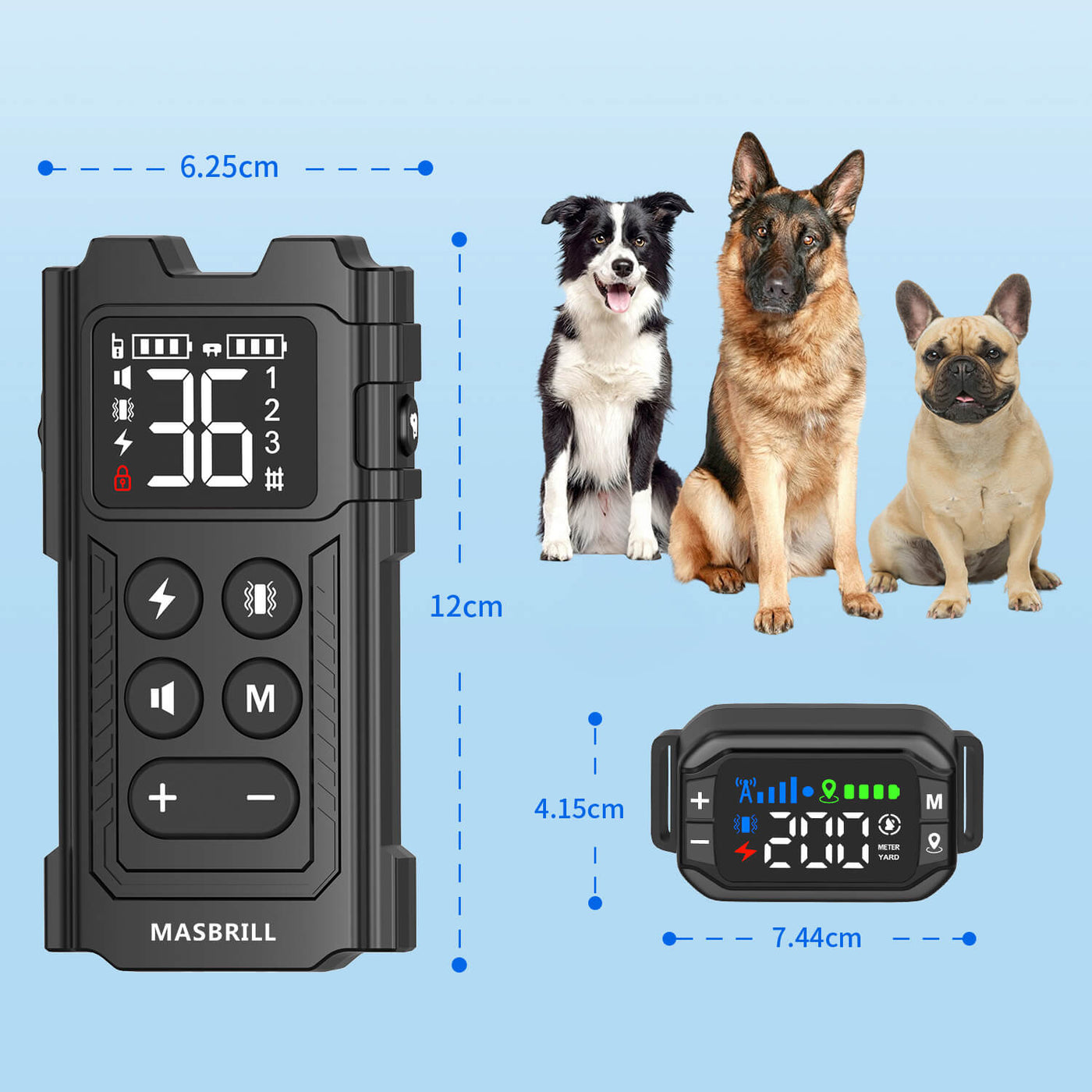 Masbrill 2 in 1 GPS Wireless Dog Fence & Remote Training Collar-G725