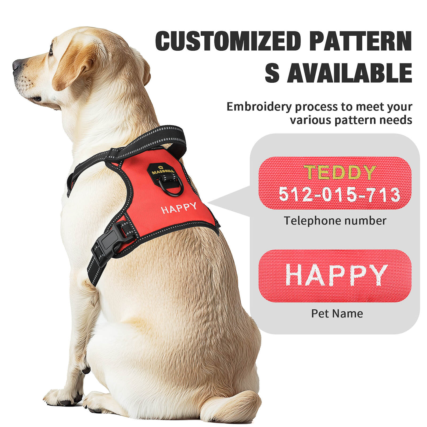 MASBRILL Custom Dog Harness with name