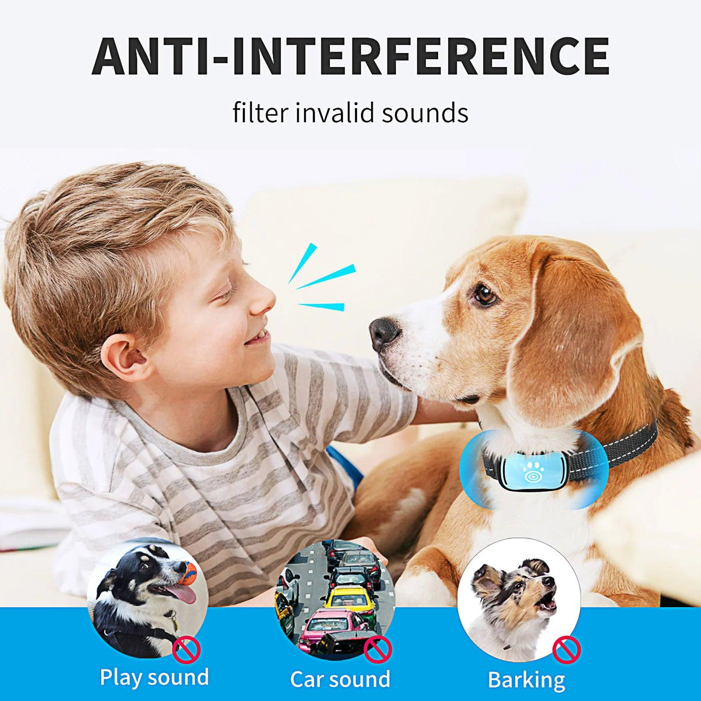 Masbrill No Shock Small Dog Bark Collar Most Humane Stop Barking Collar Control Device-PET687V