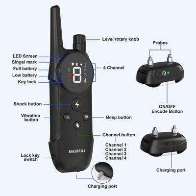 MASBRILL Remote Training Collar for 4 Dogs – 2000FT Range