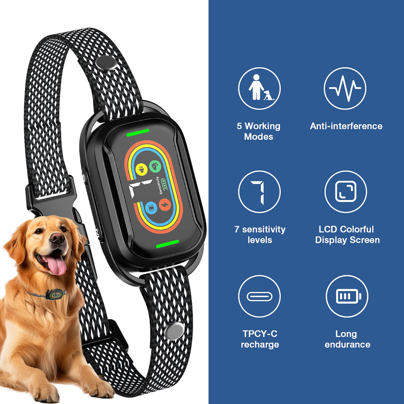 Masbrill Smart Bark Collar for Large Medium Dogs