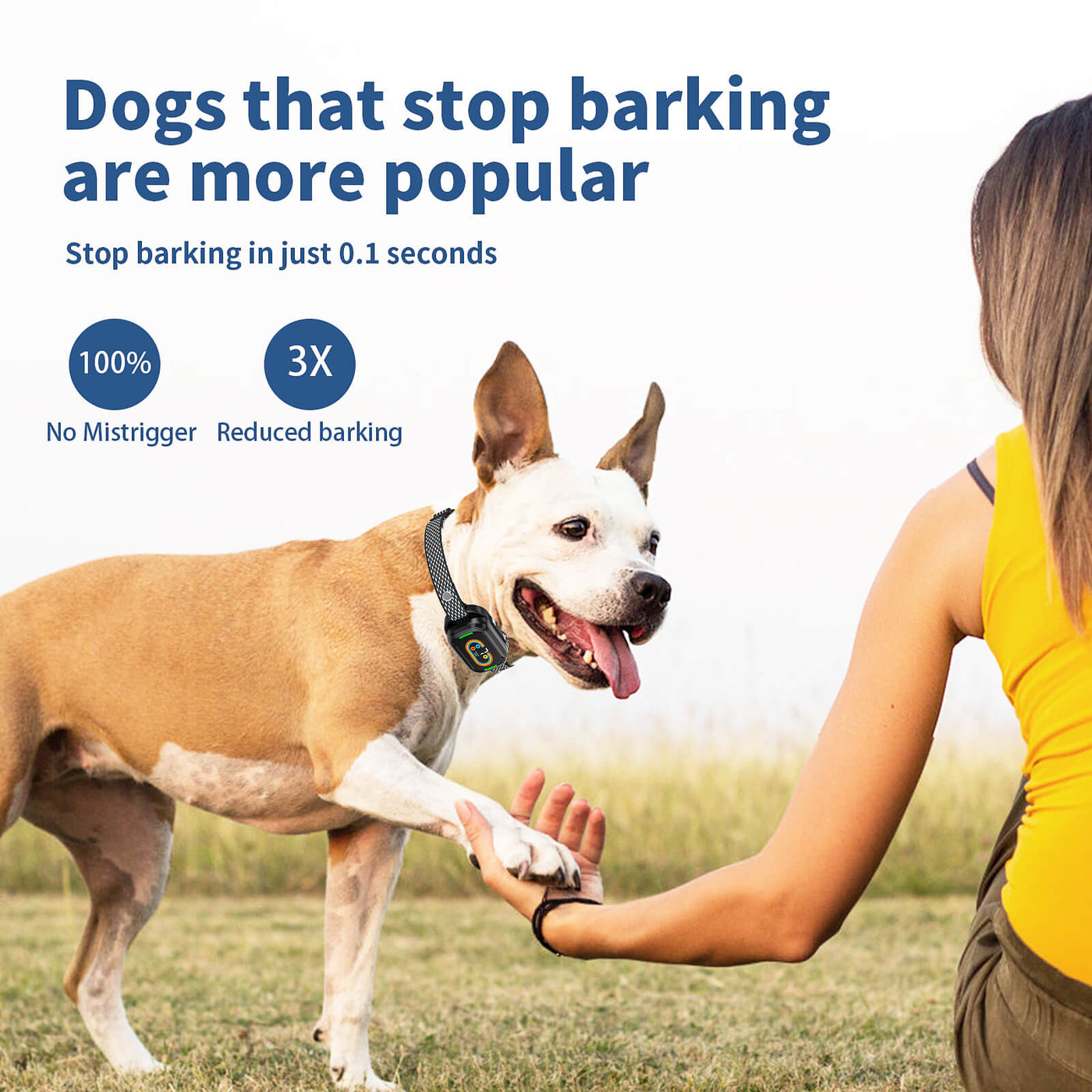 Masbrill Smart Bark Collar for Large Medium Dogs