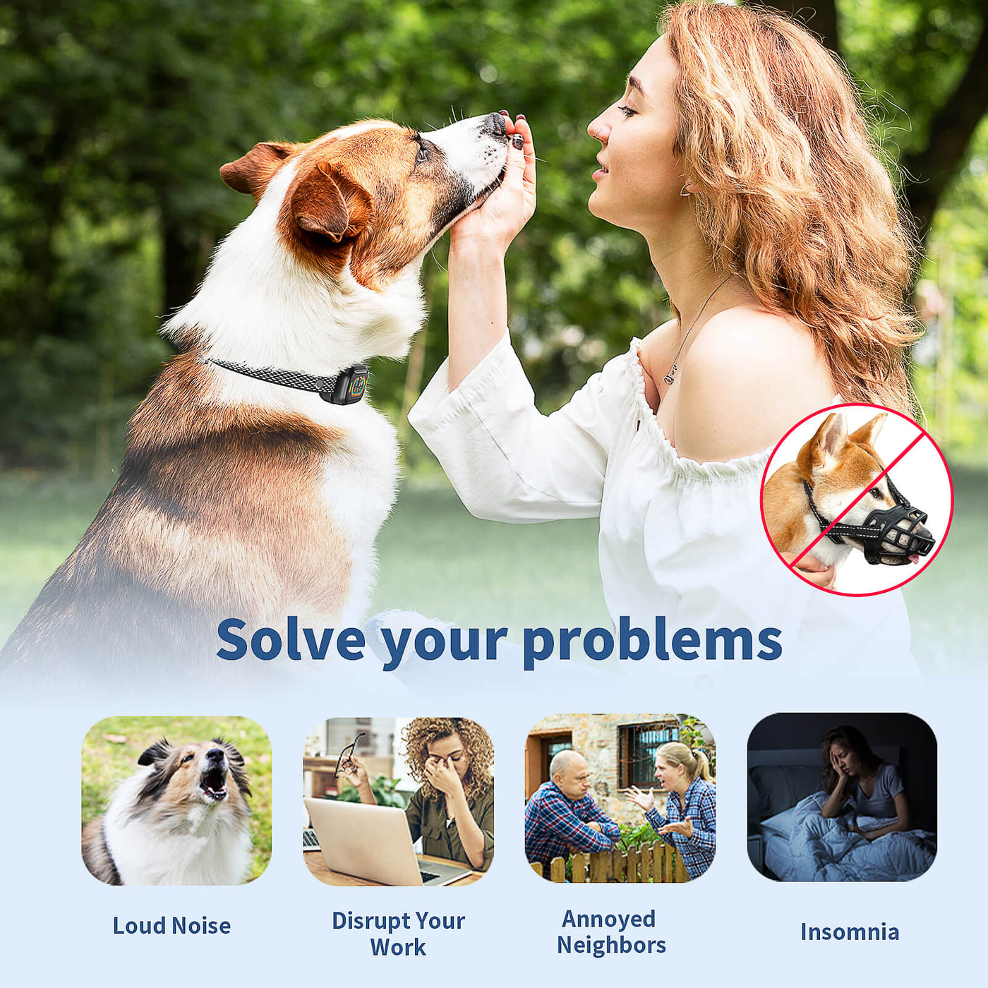 Masbrill Smart Bark Collar for Large Medium Dogs