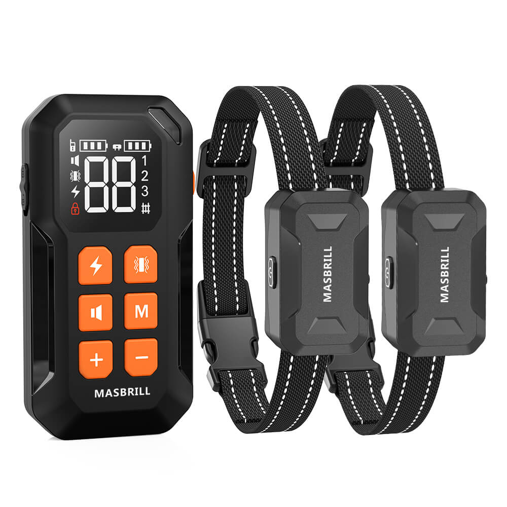 MASBRILL Wireless Dog Fence 2 in 1 Electric Fence for 3 Dogs Training Collar